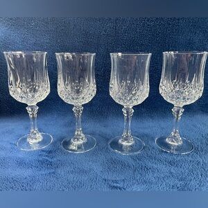 Set of 4 Cristal D'Arques Longchamp Lead Crystal Wine Glasses France 6 5/8 in